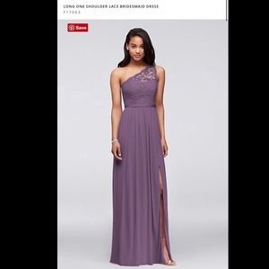 DB’s Long One Shoulder Lace Bridesmaid Dress